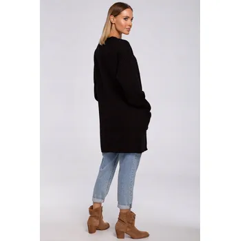 Dámský svetr MOE dámský svetr černý volný ke kolenům velikost S/M