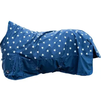 Deka pro koně Lehká výběhová deka HKM Norwich 600D High Neck 0g navy blue/stars design 145cm