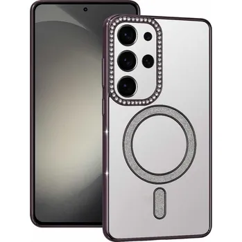 Pouzdro na mobilní telefon Zadní kryt Bling Magsafe pro Samsung Galaxy S25 Ultra fialový