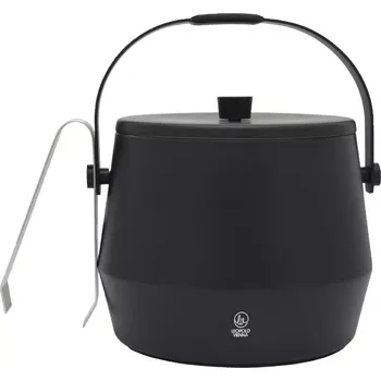 Nádoba na led LEOPOLD VIENNA Nádoba na led s víkem a kleštěmi, matná černá, objem: 1,00 litr, výška: 145 mm, délka: 160 mm