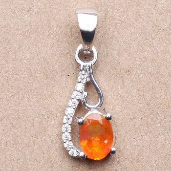 Přívěsek Přívěsek stříbrný s oranžovým opálem a zirkony Ag 925 020065 OROP 1,5 cm, 1,2 g