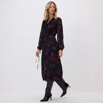 Dámské šaty Reserved - Šaty s růžovým potiskem - černý - 105JP-99X - 105JP-99X-XS