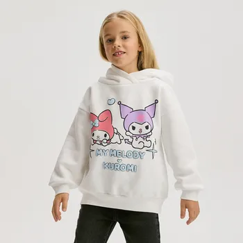 Dívčí mikina Reserved - Mikina s kapucí Kuromi a My Melody - krémová - 662BF-01X - 662BF-01X-158