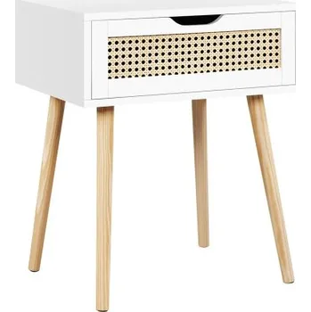 Konferenční stolek YAHEETECH Noční stolek z ratanu 592827 white, bílý - B 48,5x41x57,5 cm ratan bílý