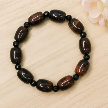 Náramek Náramek achát tmavé válečky 23-539