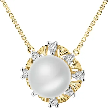 Náhrdelník Zlatý náhrdelník s brilianty a perlou - ryzost 585 - 240.108