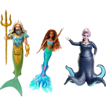 3 panenky Disney Malá mořská víla Ariel, Král Triton, Uršula 29 cm Mattel HND28