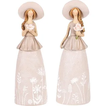 Autronic Dáma v klobouku - polyresin, květinové šaty, mix 2, cena za 1 ks, sada 6 ks