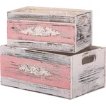 Autronic Obal na květiny, dřevěný - tvar šuplíku, růžový, cena za sadu 2 ks, sada 2 ks