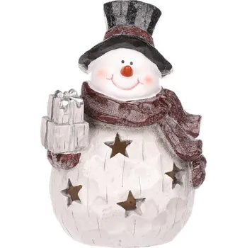 Vánoční dekorace Autronic Sněhulák - figurka z polyresinu, LED osvětlení, sada 2 ks