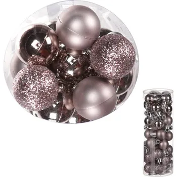 Vánoční dekorace Autronic Ozdoby plastové - růžový mix, pr. 2 cm, cena za balení (40 ks), sada 6 ks