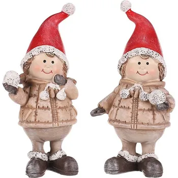 Vánoční dekorace Autronic Děti - figurky z polyresinu, červená čepice, mix 2, cena za 1 ks, sada 4 ks