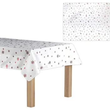 Vánoce Autronic Ubrus s vánočním motivem, červené hvězdičky na bílém podkladu, 130x160 cm,100 %