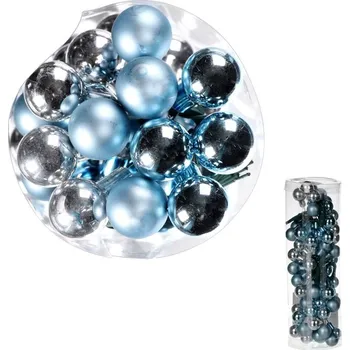 Vánoční dekorace Autronic Ozdoby skleněné - pr. 1,5 cm, modré a stříbrné, cena za balení (72 ks), sada 2 ks