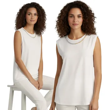 Dámská halenka Krémová volná halenka s řetízkem 3XL