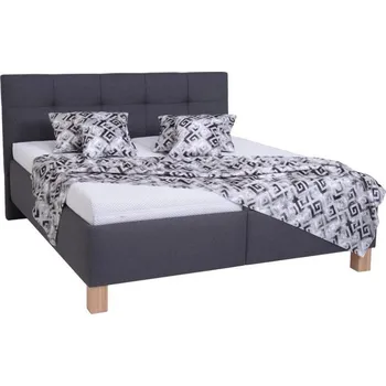 Postel Čalouněná postel s matrací a úložným prostorem MARIA 160x200 cm šedá