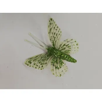 Závěsná dekorace na klip motýl 5cm - zelený třpytkovaný