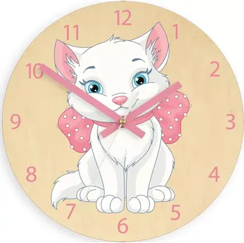 Hodiny Dětské nástěnné hodiny Ami Kočka 30 cm vícebarevné