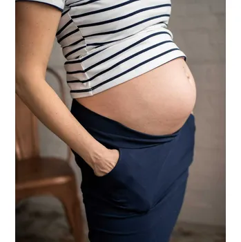 Těhotenská sukně Těhotenská sukně s nízkým pasem Niski - modrá, bavlněná Velikost: S