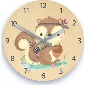 Hodiny Dětské nástěnné hodiny Ami Veverka indián 30 cm vícebarevné