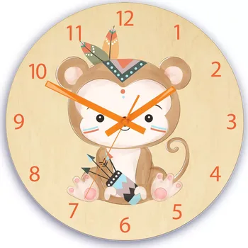 Hodiny Dětské nástěnné hodiny Ami Opice indián 30 cm vícebarevné