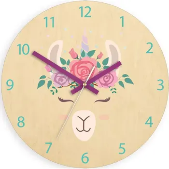 Hodiny Dětské nástěnné hodiny Ami Lama 30 cm vícebarevné