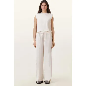 Dámské kalhoty Kalhoty AllSaints ALBA dámské, bílá barva, široké, high waist, W018TC 01X, vel. S