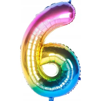 Balónek Fóliový Balónek Číslice "6" Duhový (100 cm)