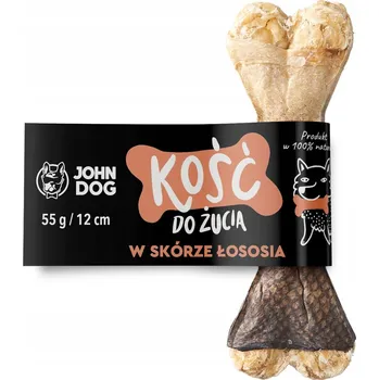 Pamlsek pro psa John Dog Kost s lososovou kůží 12 cm