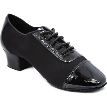 Dámské lodičky HDS Henzély | Pánské taneční boty na latinu HDS PLA005 černý lak/lycra, podpatek 3,5cm - 27,5