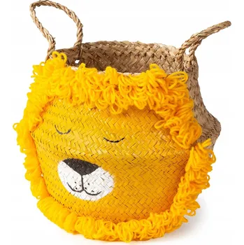 Úložný box Compactor dětský koš na hračky BELLY M - Lev, pletený z mořské trávy