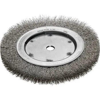 Drátěný kartáč Lessmann 350361 | Rotační kartáč jednořadý, nerezový drát zvlněný stolní bruska 178x50 / nerez 0,30