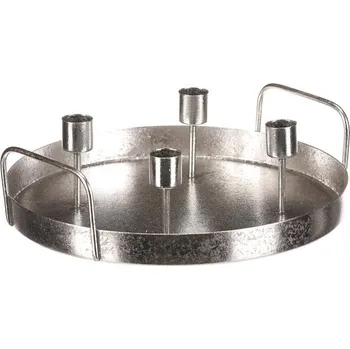 Svícen Autronic Svícen kovový - na 4 kónické svíčky, kruhový, stříbrný, sada 4 ks