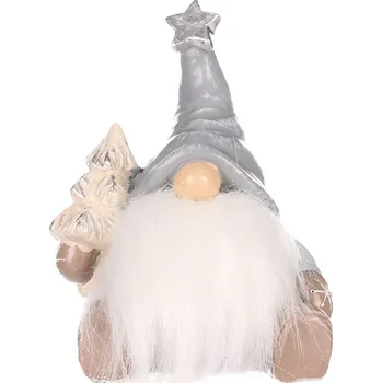 Autronic Skřítek sedící - figurka z polyresinu, šedá čepice, sada 4 ks