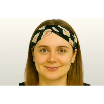 Čelenka BOHO čelenka kroucená - černá s květy