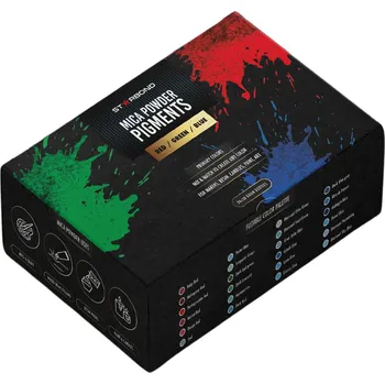 Průmyslové lepidlo STARBOND Sada červených, zelených a modrých slídových metalických pigmentů, 24 x 10 g