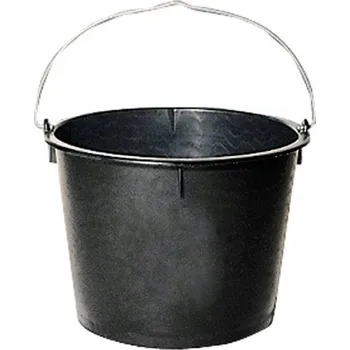 Zednická nádoba Kulatý stavební kbelík plast černý s pozinkovaným držadlem 20 l