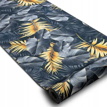 Koberec BĚHOUN S GUMOVOU PODLOŽKOU DO CHODBY PŘEDSÍNĚ 80 cm LISTY šedý PRATELNÝ ^*Q4116