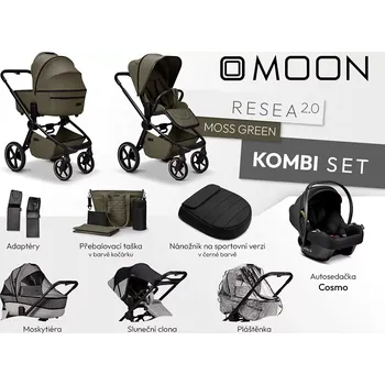 Kočárek MOON kombinovaný kočárek Resea 2.0 Kombi set Moss green