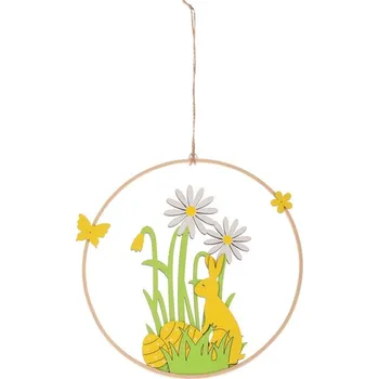 Vánoční dekorace Autronic Zajíc v kruhu - dřevo, závěsná dekorace, sada 8 ks