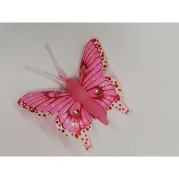 Závěsná dekorace na klip motýl 5cm - růžový s kamínky