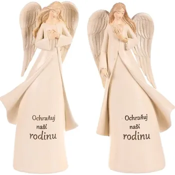 Autronic Anděl s nápisem - polyresin, mix 2 druhů, béžový, cena za 1 ks, sada 2 ks