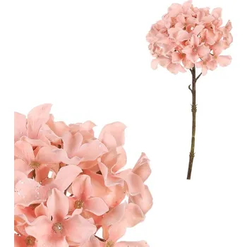 umělá květina Autronic Hortenzie - umělá řezaná květina, růžová se třpytkami, sada 6 ks