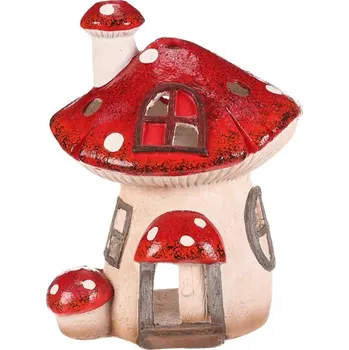 Svícen Autronic Houbový domeček - velký, magnesium, na svíčku, červený, sada 2 ks