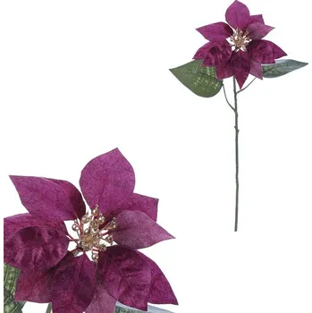 umělá květina Autronic Vánoční růže - umělá řezaná květina, fialovo-zlatá, sada 12 ks