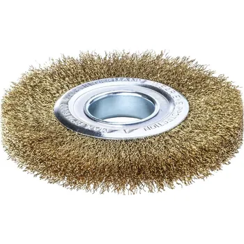 Drátěný kartáč Lessmann 366562 | Rotační kartáč, mosazný drát zvlněný stolní bruska 200x28-32 / mosaz 0,30