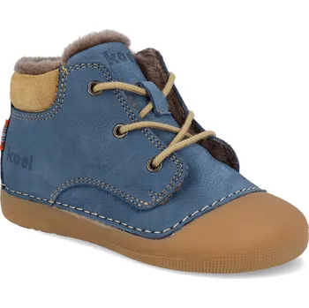 Chlapecká zimní obuv Koel Barefoot dětské zimní - Ava Leather Wool jeans modrá Velikost: 22