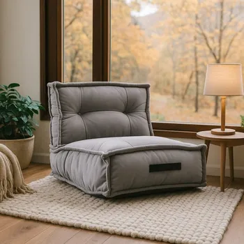 Sedací pytel Sedací polštář, 60 x 62 x 60 cm, šedý