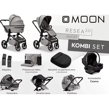Kočárek MOON kombinovaný kočárek Resea 2.0 Kombi set Ghost