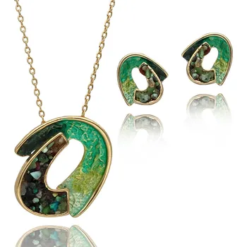 Souprava šperků Yvon Umělecký set MODERNÍ FORMA - ručně smaltovaný náhrdelník a náušnice s ombré efektem